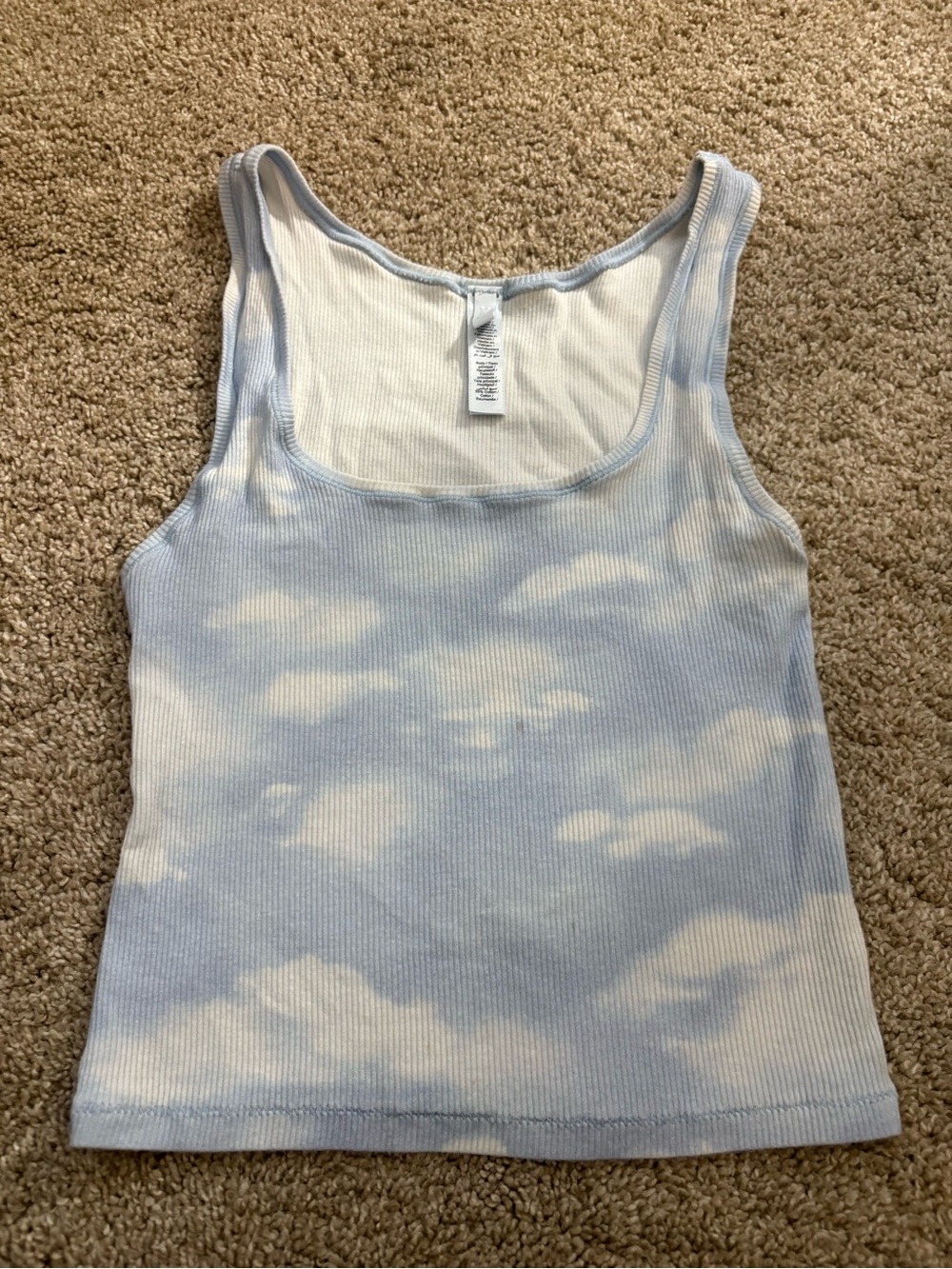 SKIMS Sky Cloud Ribbed Tank - Light Blue & White